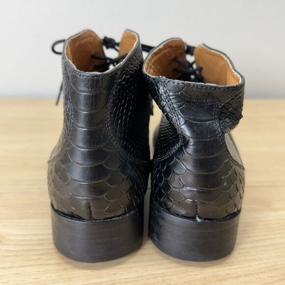 J.M. Weston Lace Up Python Snake Ankle Boots Men Size 42 Black Leather Luxury main image 8